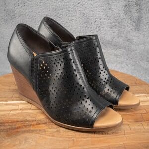 Dr Scholls Possibity Sandals Wedge Black Perforated Size 8 Open Toe